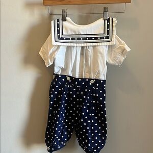 Mondays’s Child Nautical Outfit Pants & Shirt Size 3T Polka Dots Short Sleeves